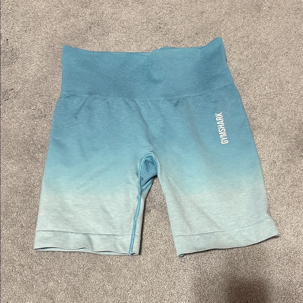 Gymshark Women's Teal to Light Gray Ombre Bike Shorts